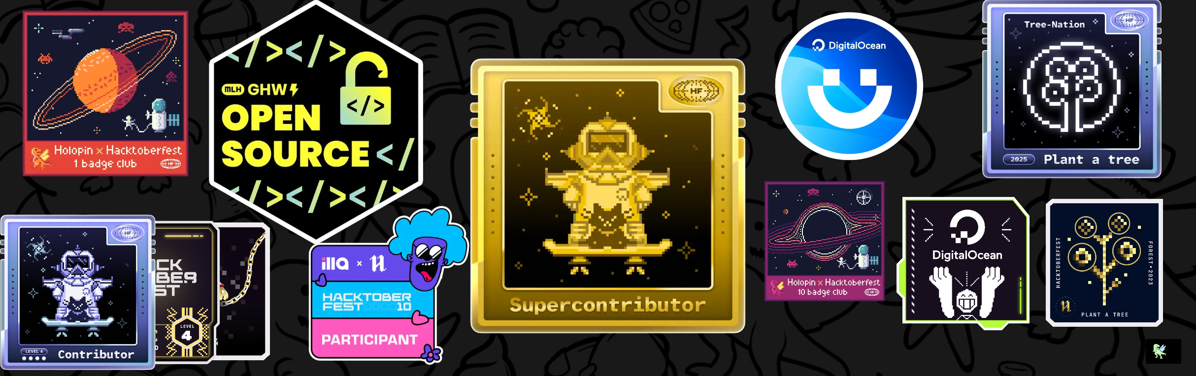 An image of @mridulgain's Holopin badges, which is a link to view their full Holopin profile