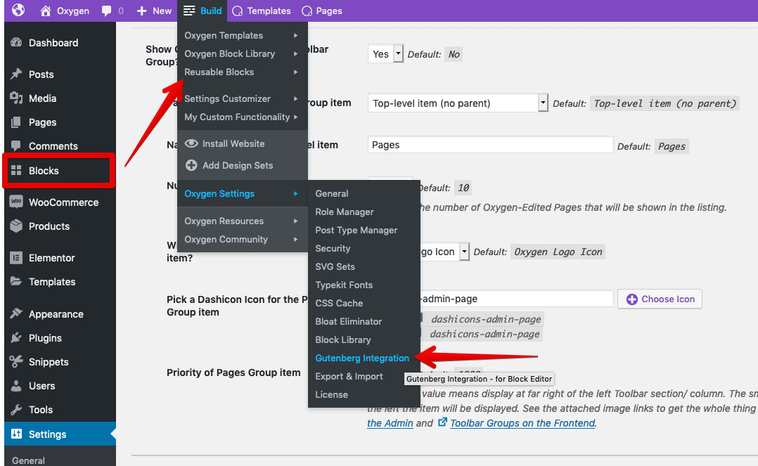 Oxygen Gutenberg Block Editor Integration