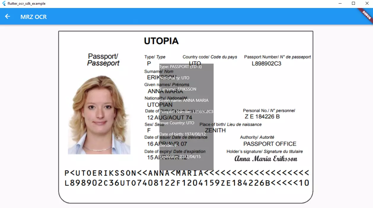 Flutter MRZ OCR in Windows
