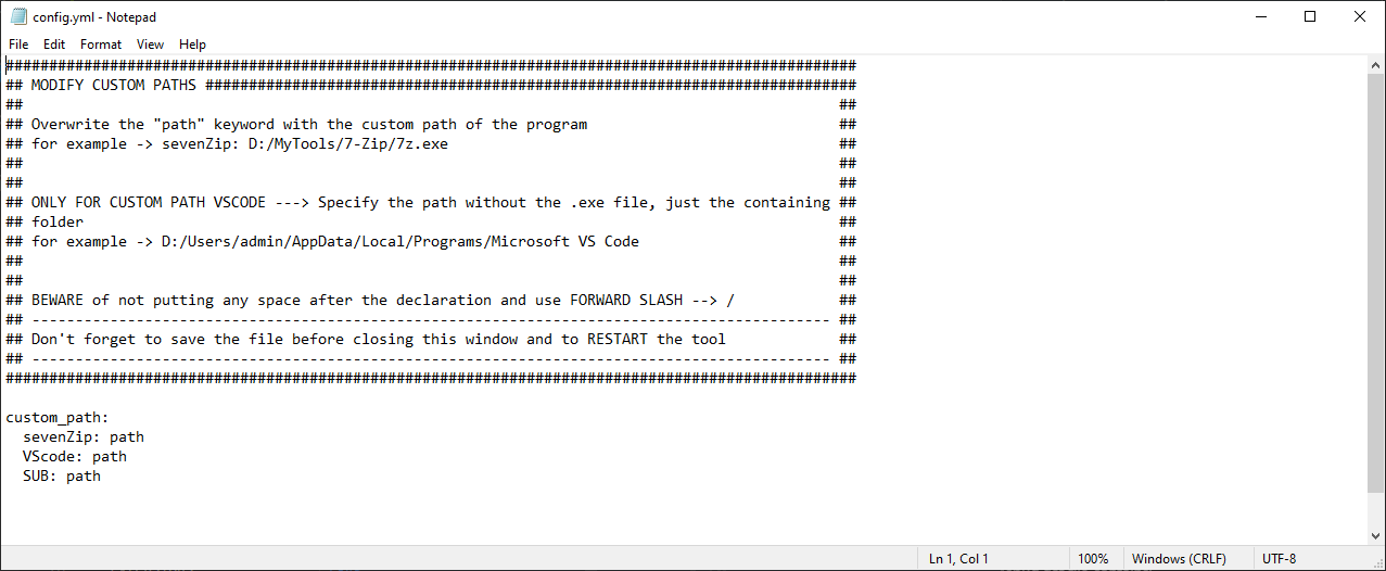 Debug Extractor Settings File