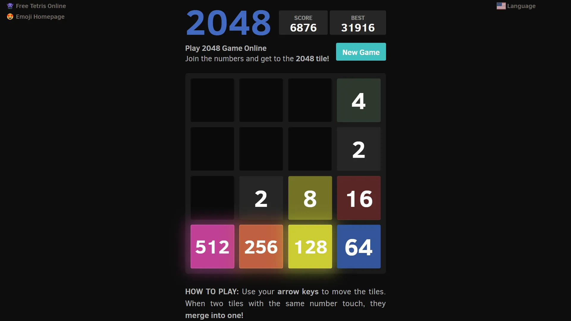 2048game dark theme