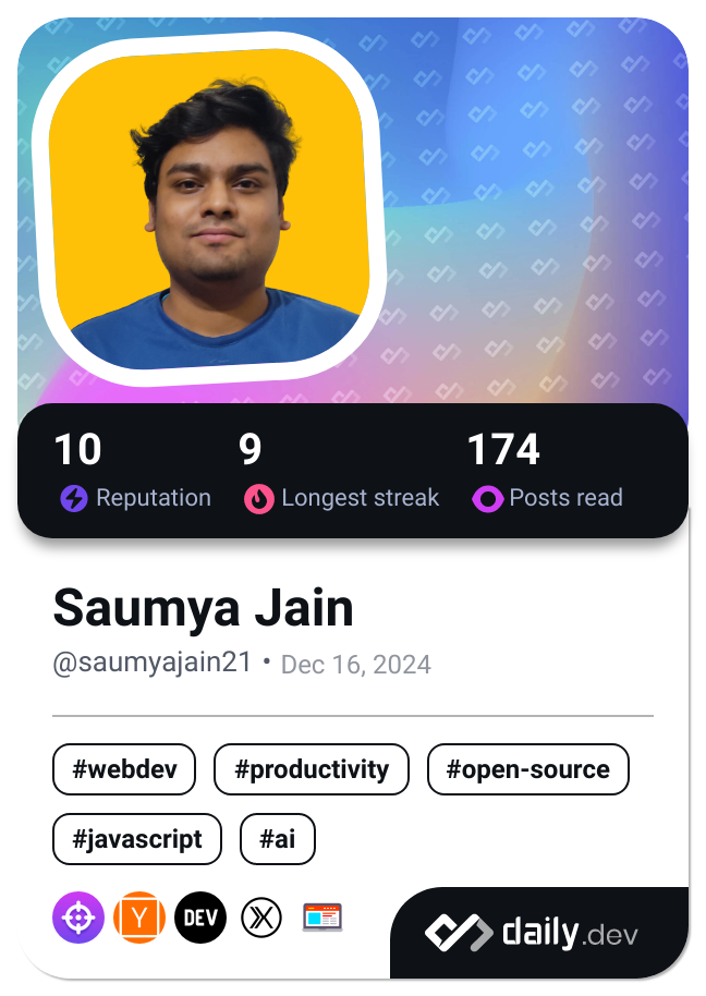 Saumya Jain's Dev Card