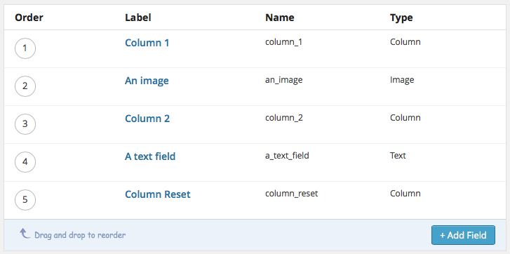 advanced custom field column field in editor