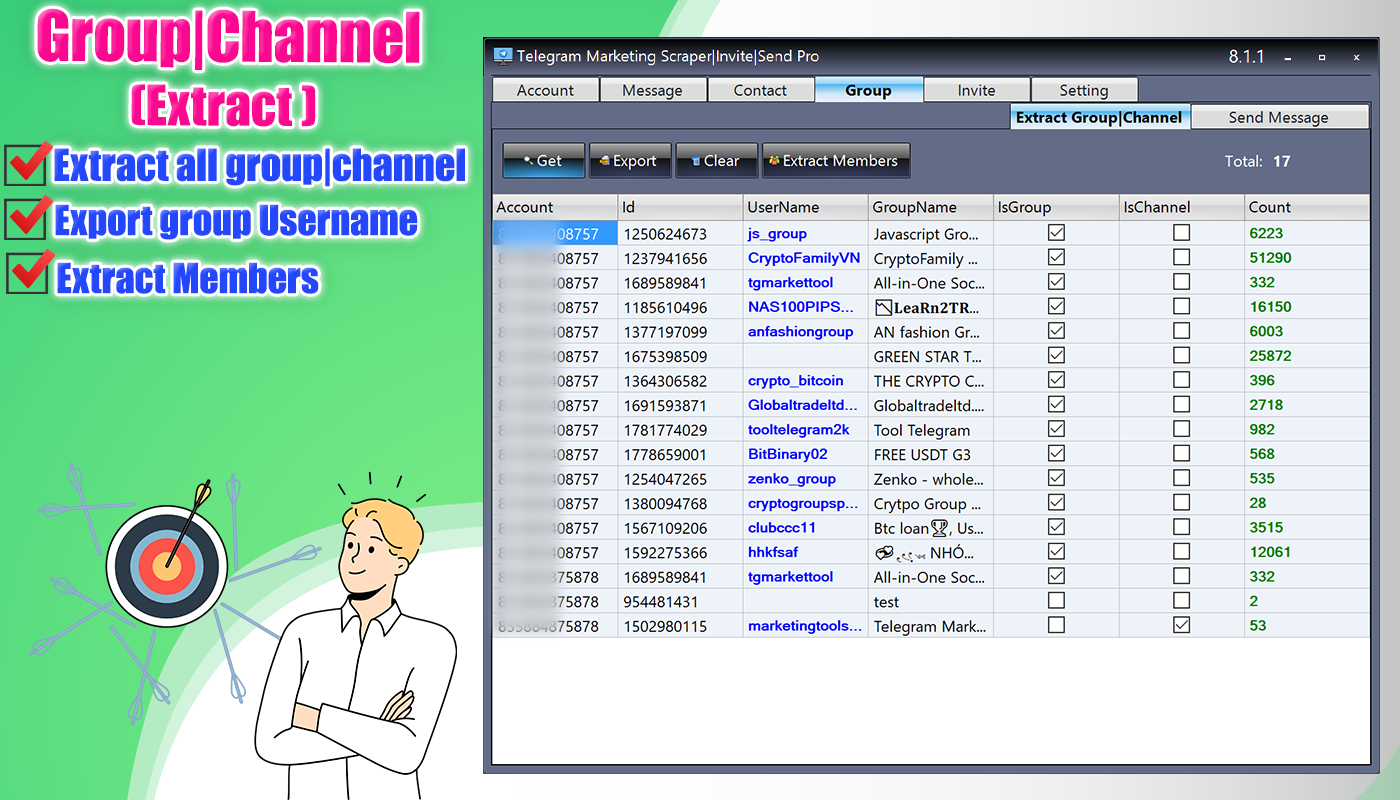 Telegram Contact & Group & Channel Extractor & Bulk Message Sender Pro telegram, telegram bot, telegram bulk invite, telegram bulk join, telegram bulk sender, Telegram extract member, telegram invite, telegram market, telegram Scrape member, telegram scraper, telegram scraper group, telegram scraper member, telegram sender
