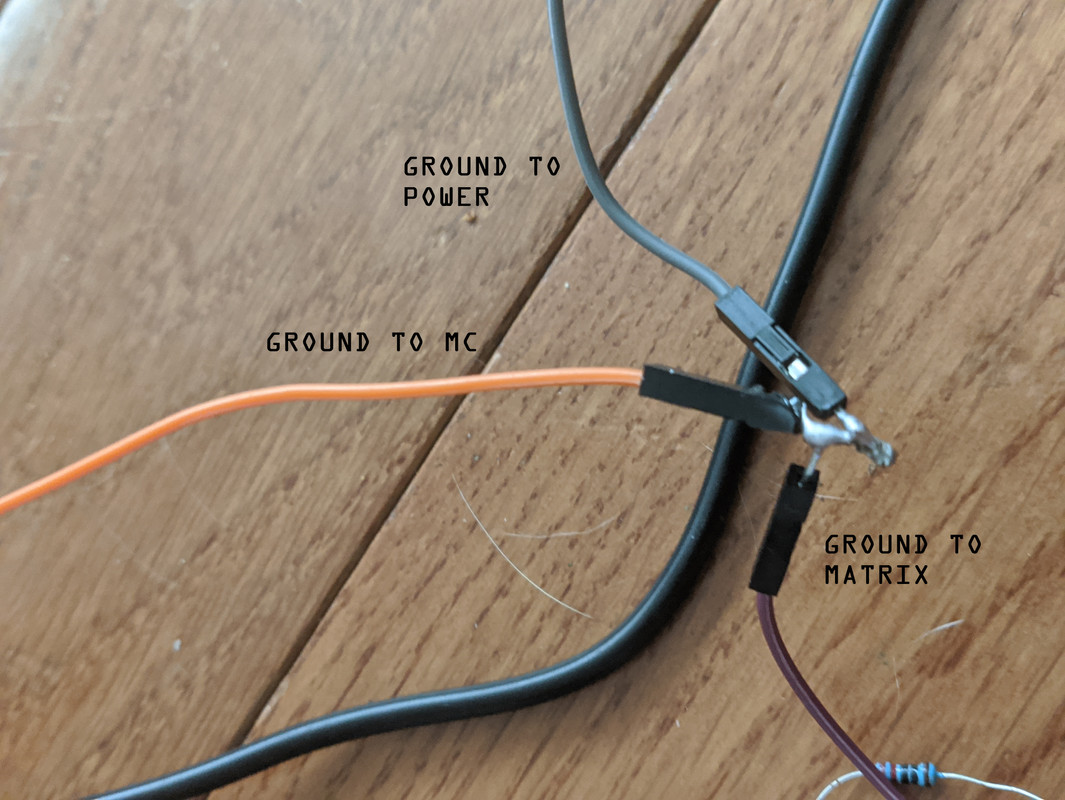 Labeled soldered ground wires
