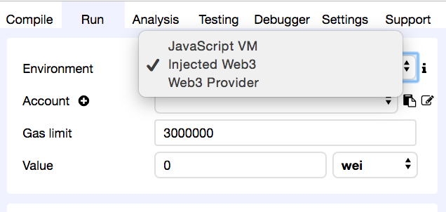 select JavaScript VM as environment