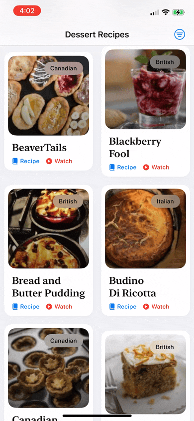 Recipe App Animated Gif