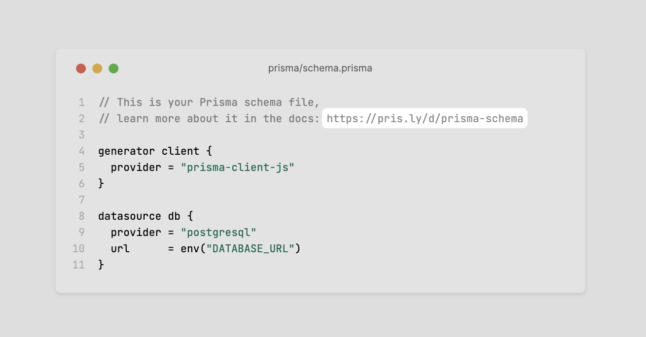 Example of a pris.ly link used in Prisma Schema