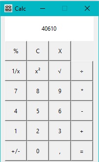 Calculadora com resultado da operação