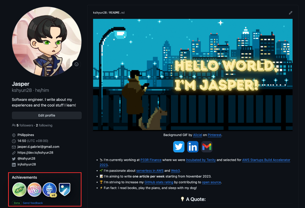 GitHub profile achievements