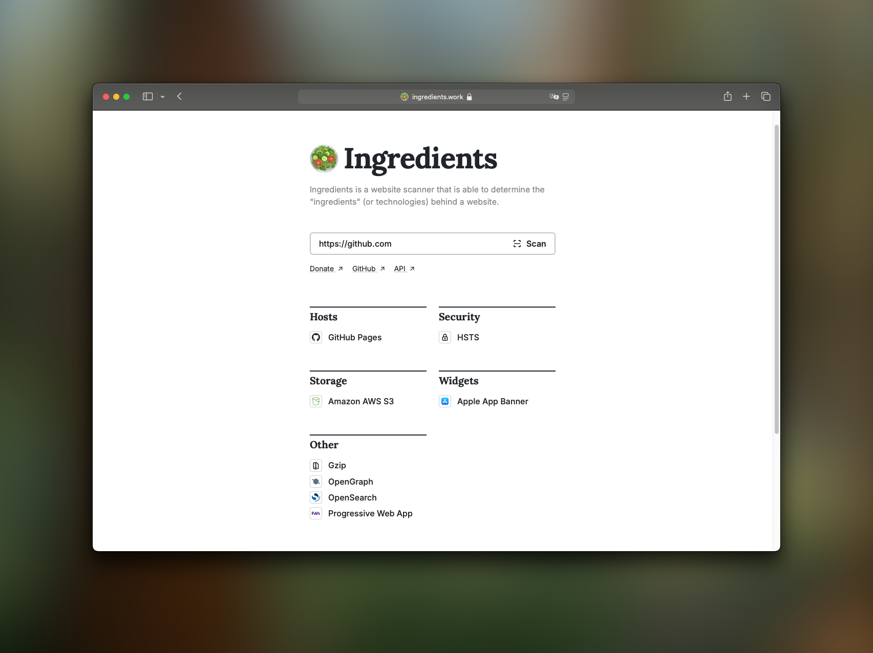 Ingredients Screenshot