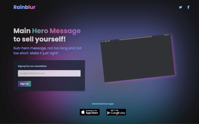Rainblur Landing Page