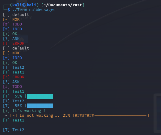 TerminalMessages demonstration