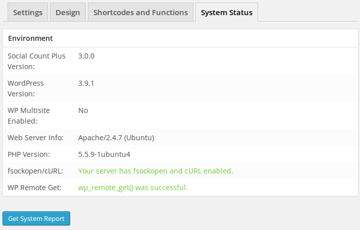 4. System Status page.