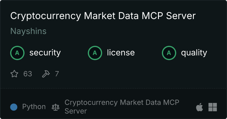Cryptocurrency Market Data Server MCP server