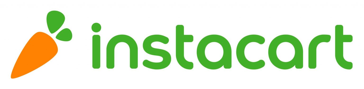 Instacart company logo with a carrot and the text instacart.