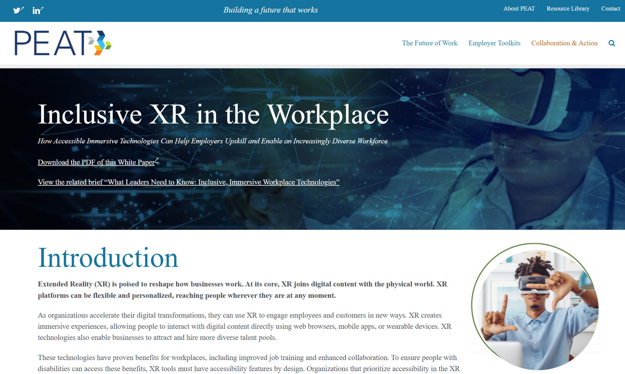 PEAT - Inclusive XR in the Workforce