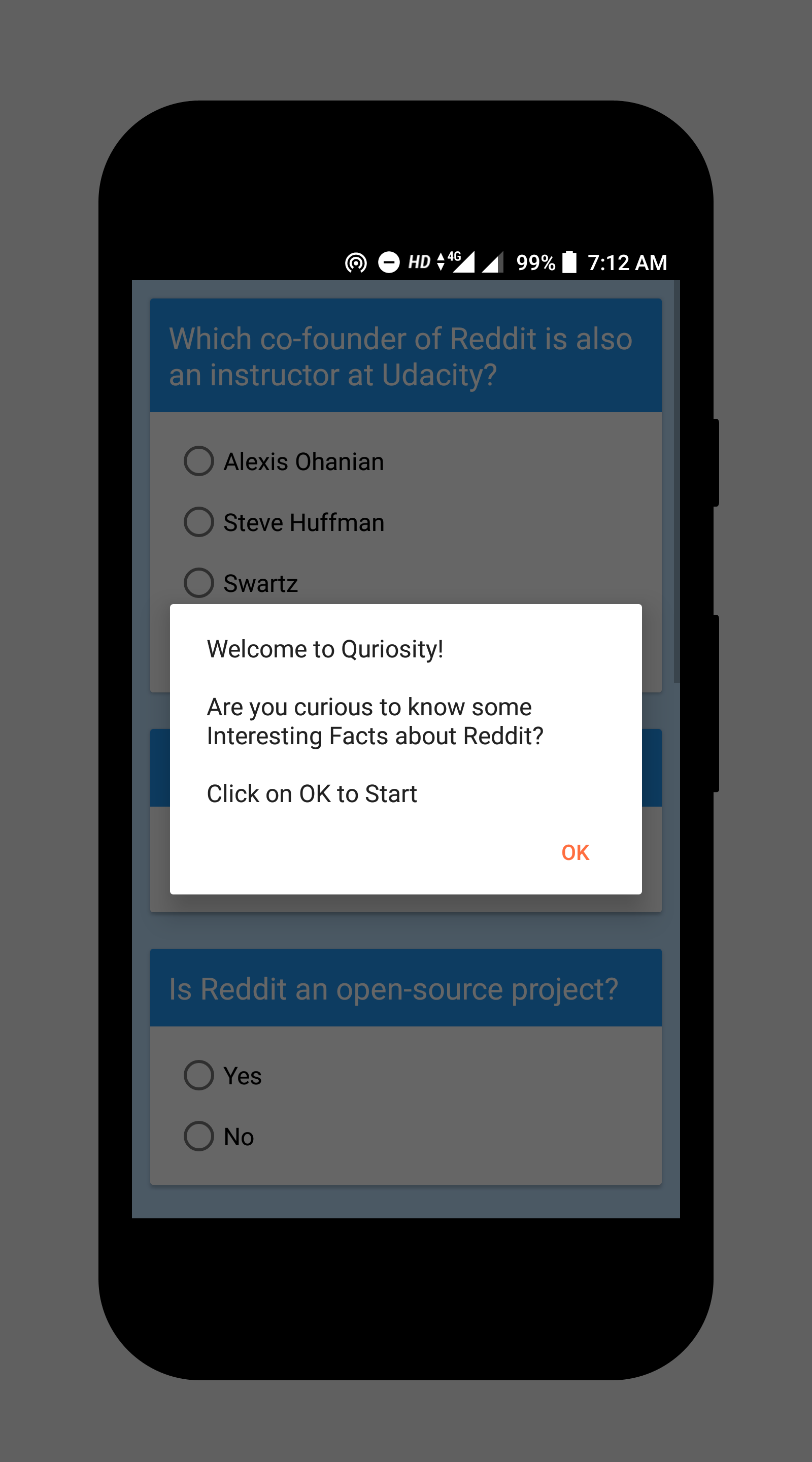 Quriosity - Quiz app [App Screenshot]