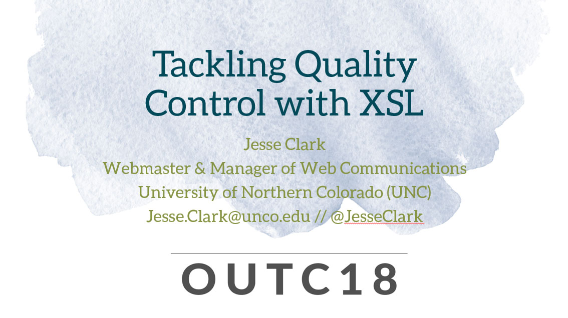 Tackling Quality Control with XSL