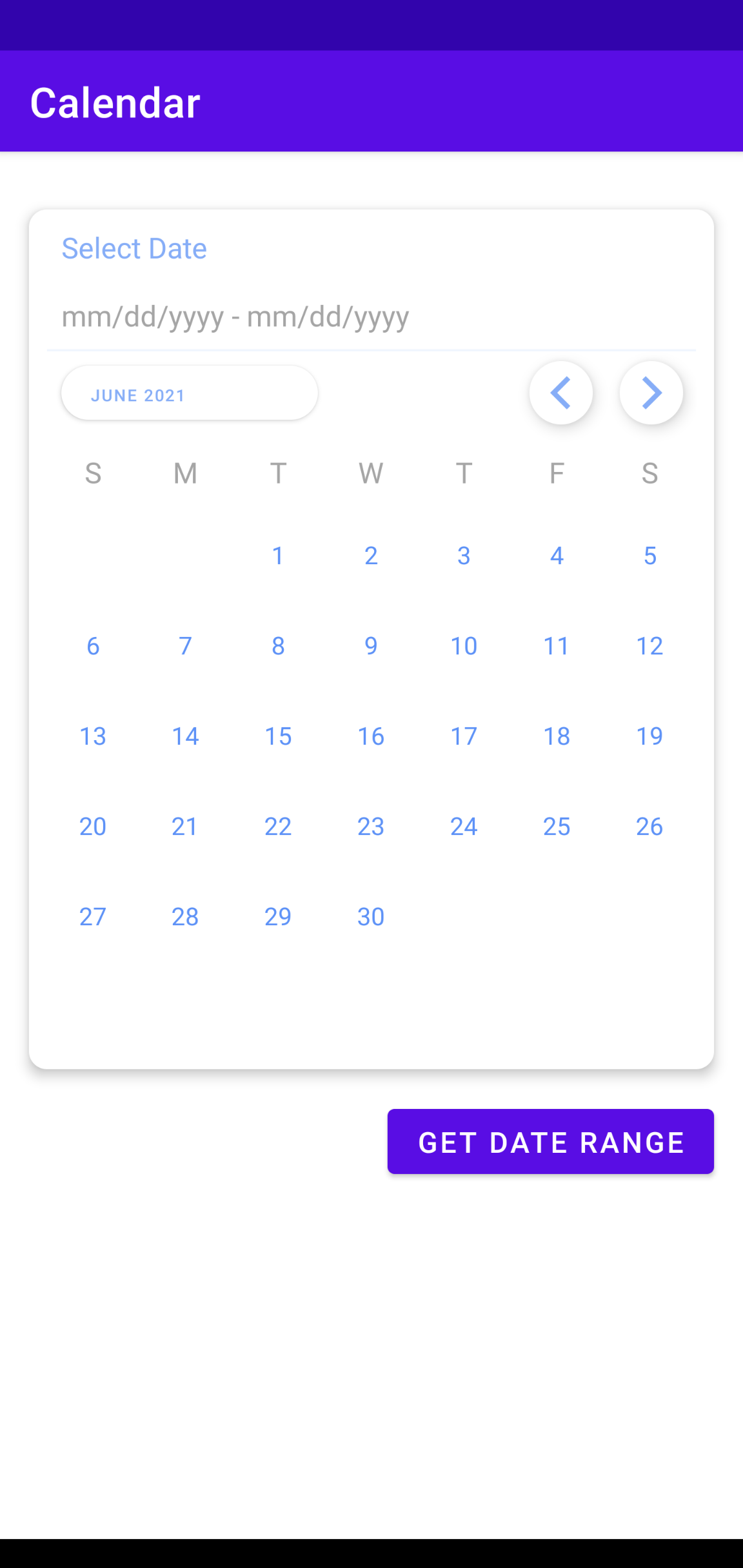 calendar date range picker