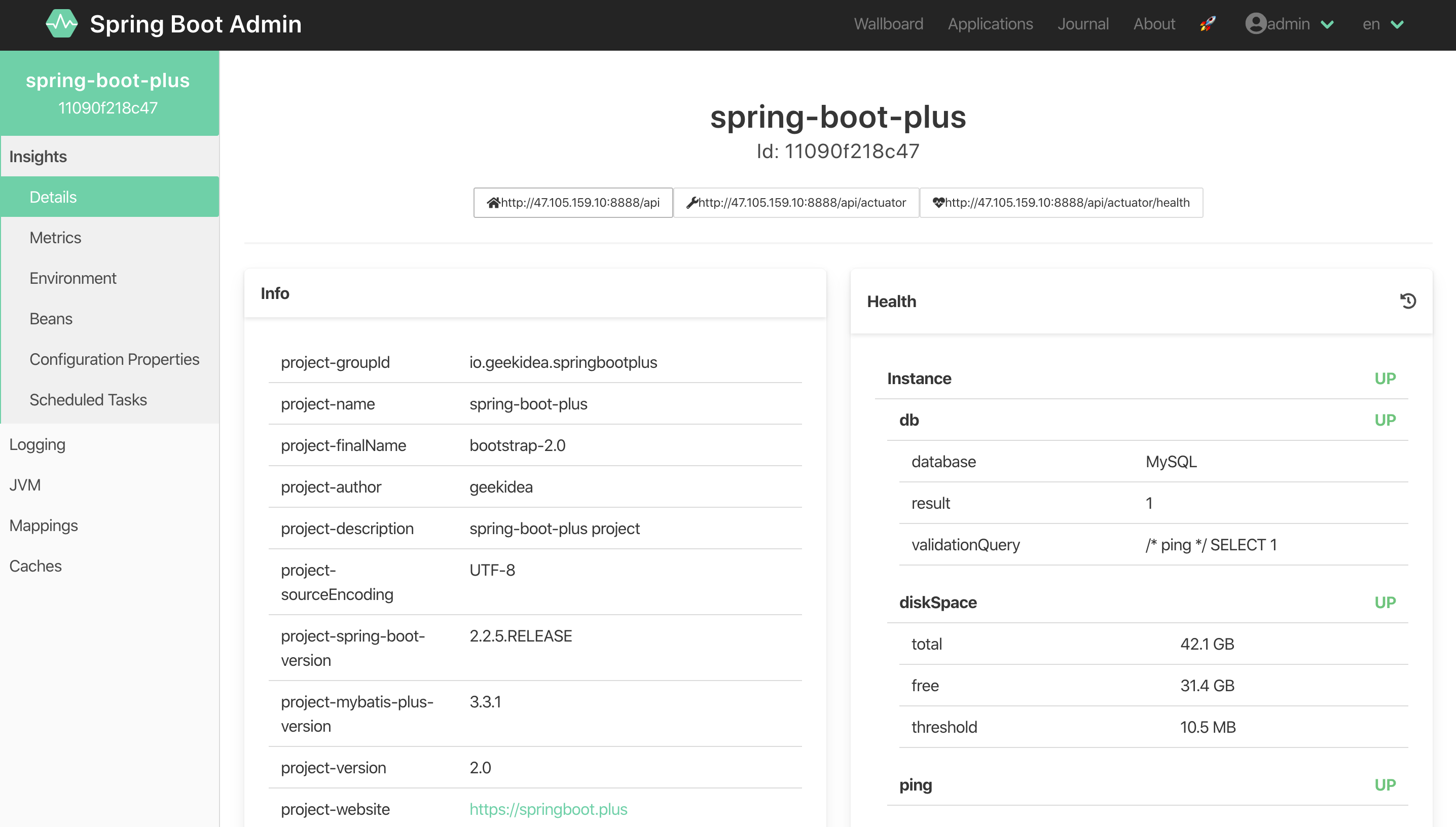 spring-boot-admin instances