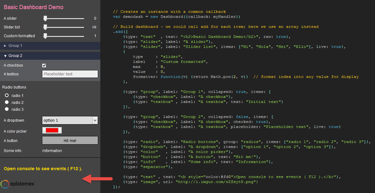 GitHub - epistemex/dashboard: A tiny solution to quickly build simple ...