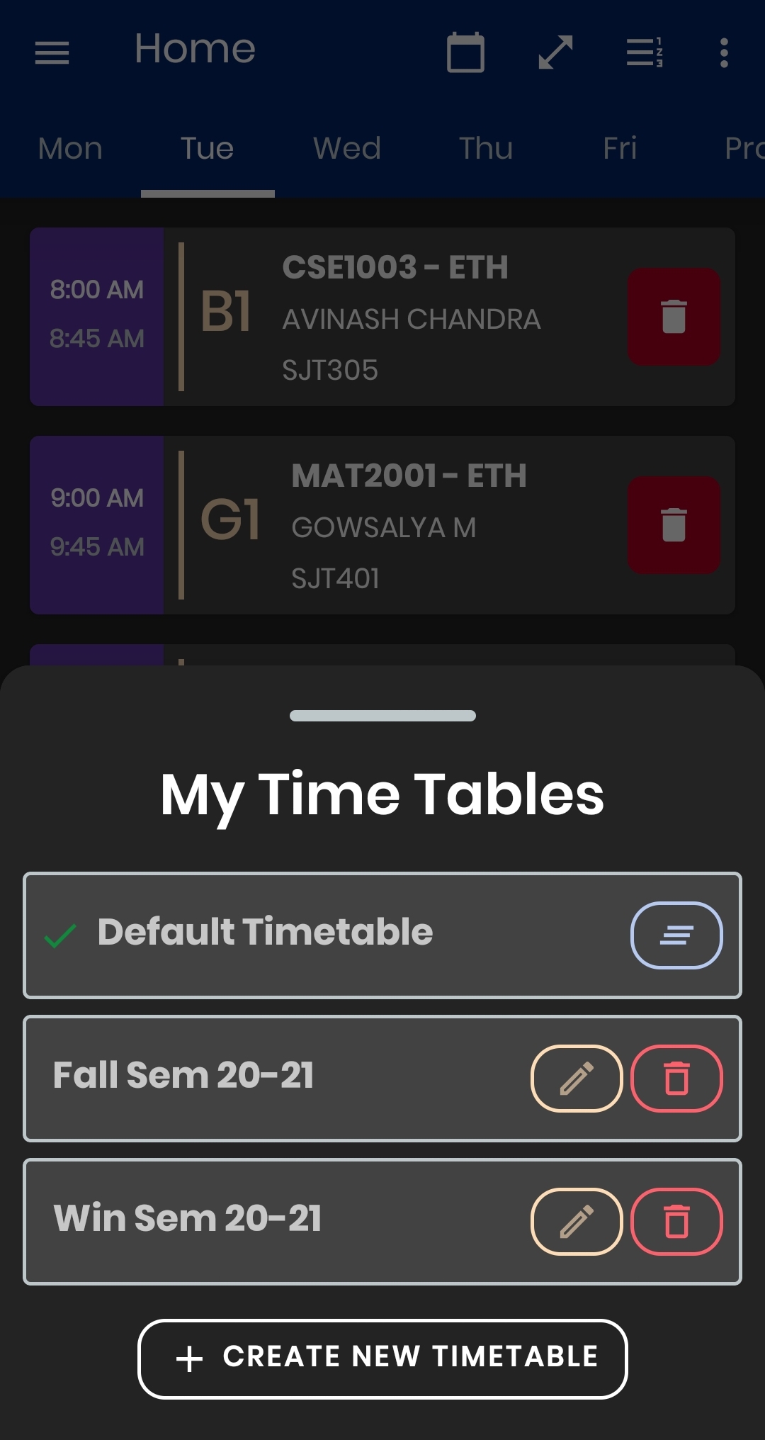 Multiple Timetables