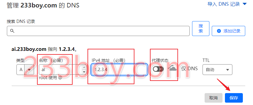 添加 DNS 记录