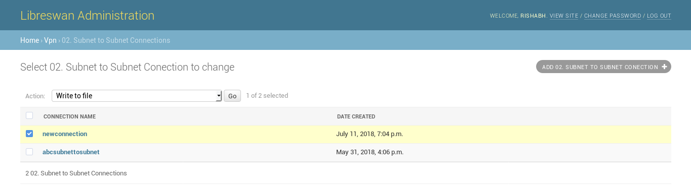 Create Subnet to Subnet VPN connection profiles