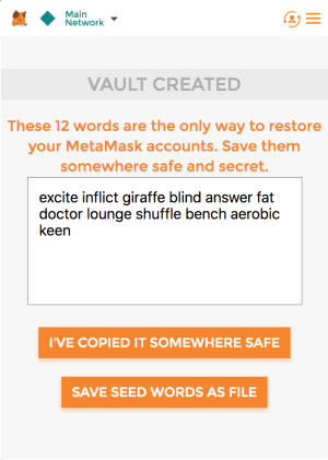 MetaMask mnemonic