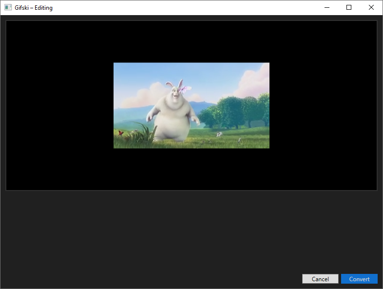 Screenshot of the video editor (still unimplemented).