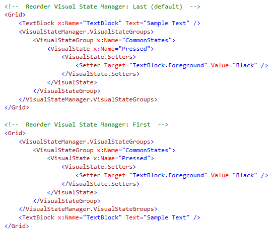 Reorder Visual State Manager Example