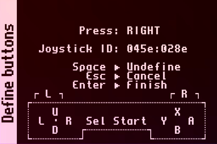 OSD menu for gamepad mapping