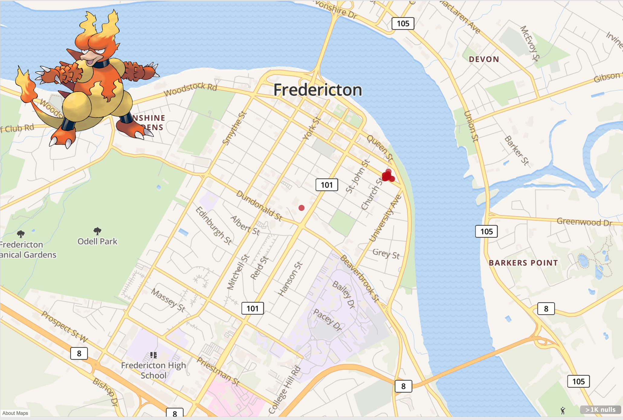 Magmar spottings on a map