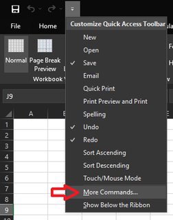 'Customize Quick Access Toolbar' screenshot