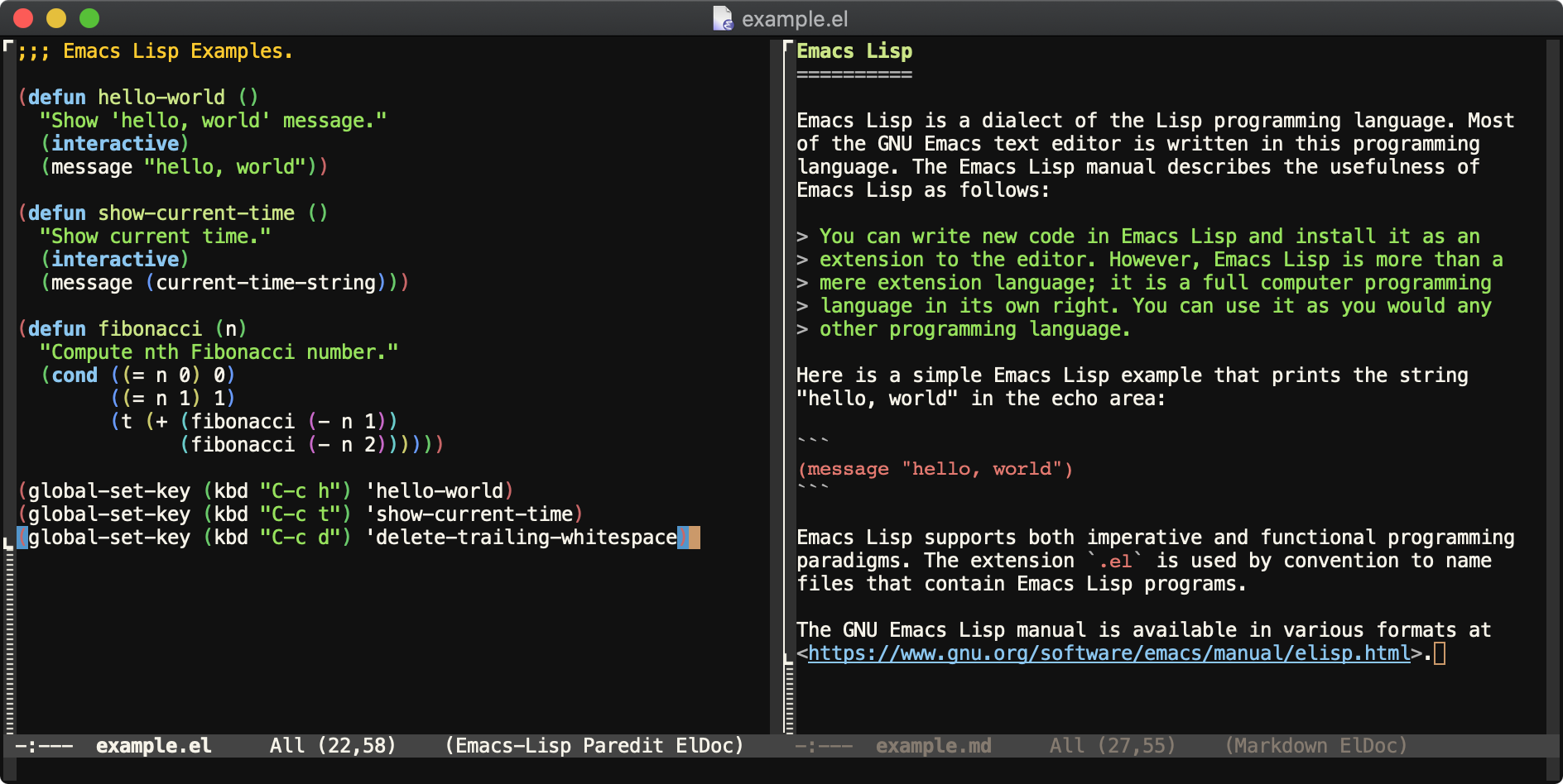 Screenshot of Emacs