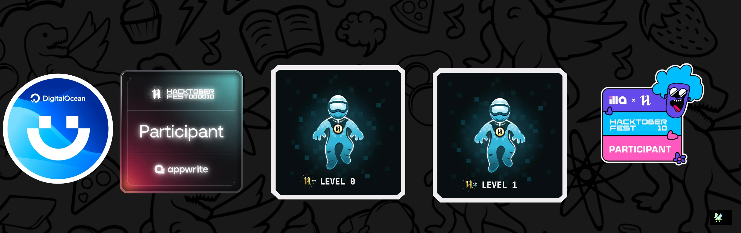 An image of @kelvinmburu's Holopin badges, which is a link to view their full Holopin profile