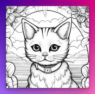 Children's coloring book page prompt for MidJourney