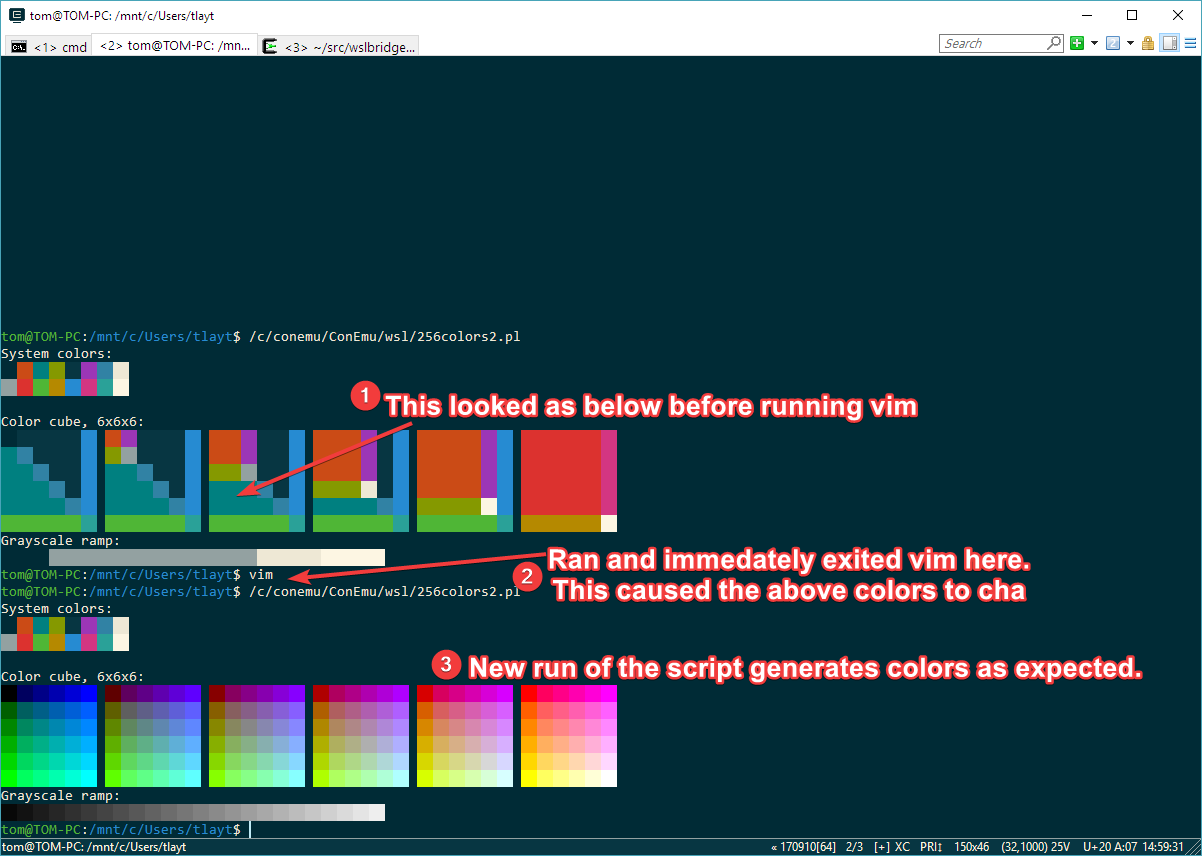 Alternate screen destroys color information