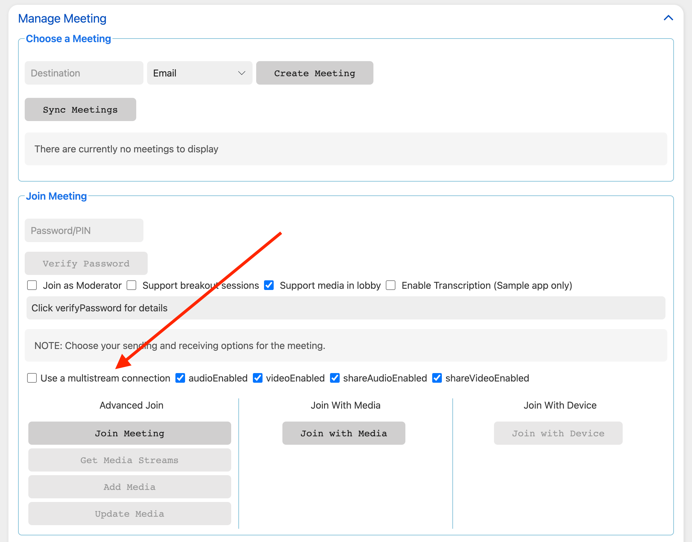 Enable multistream in the sample app