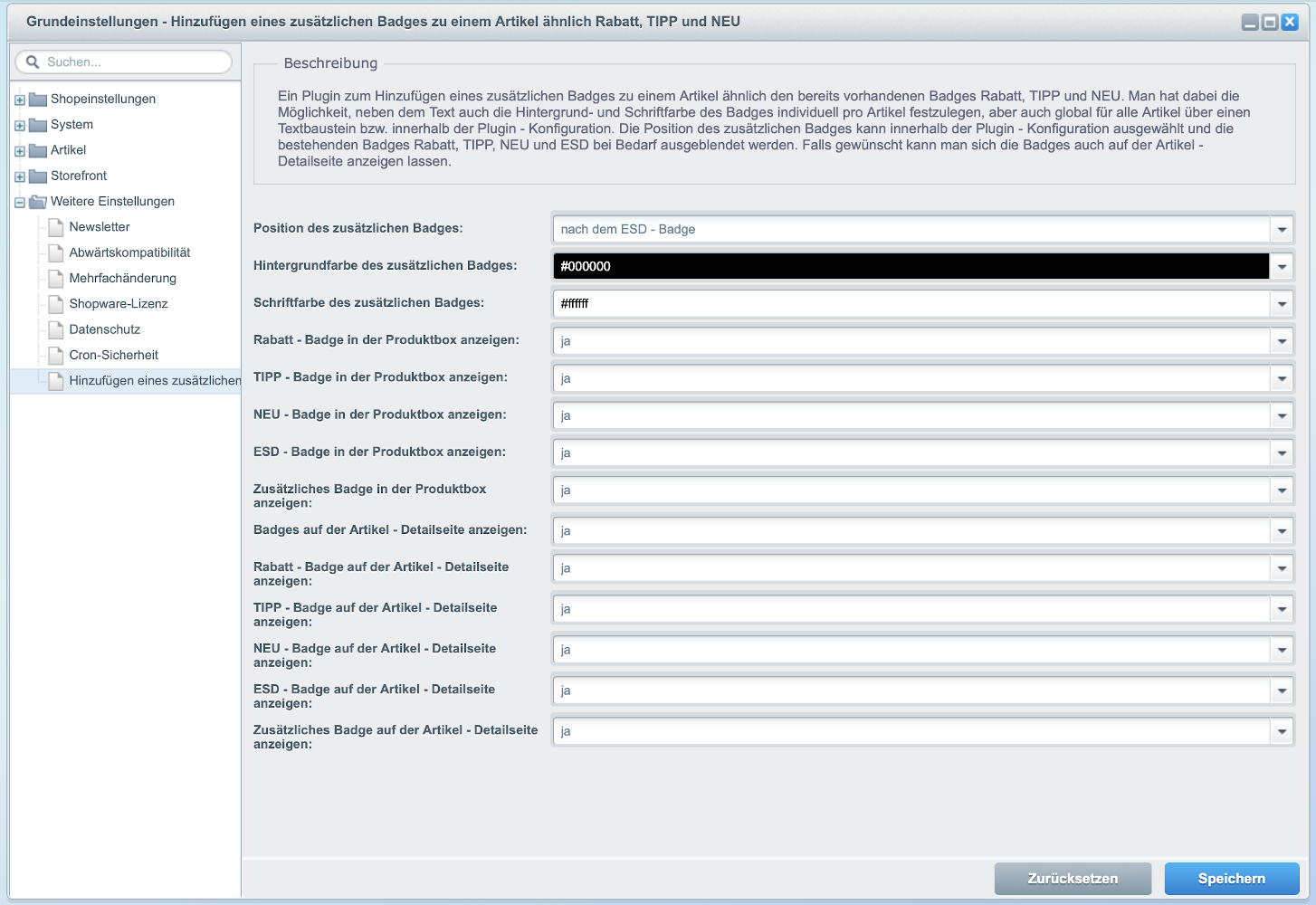 configure the badges within the plugin configuration