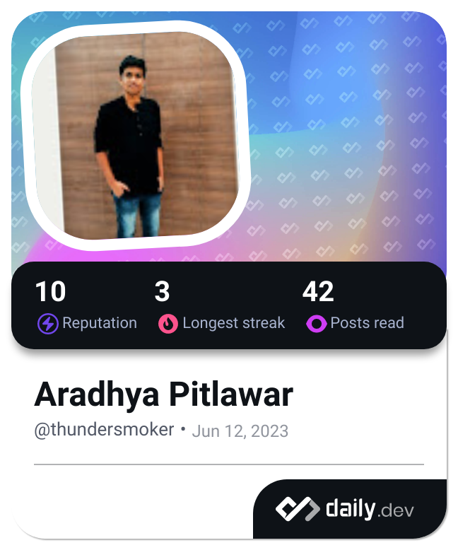 Aradhya Pitlawar's Dev Card