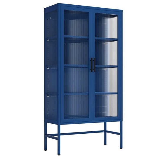 modern-double-glass-door-display-case-blue-3-shelf-metal-pantry-organizer-storage-cabinet-sideboard--1