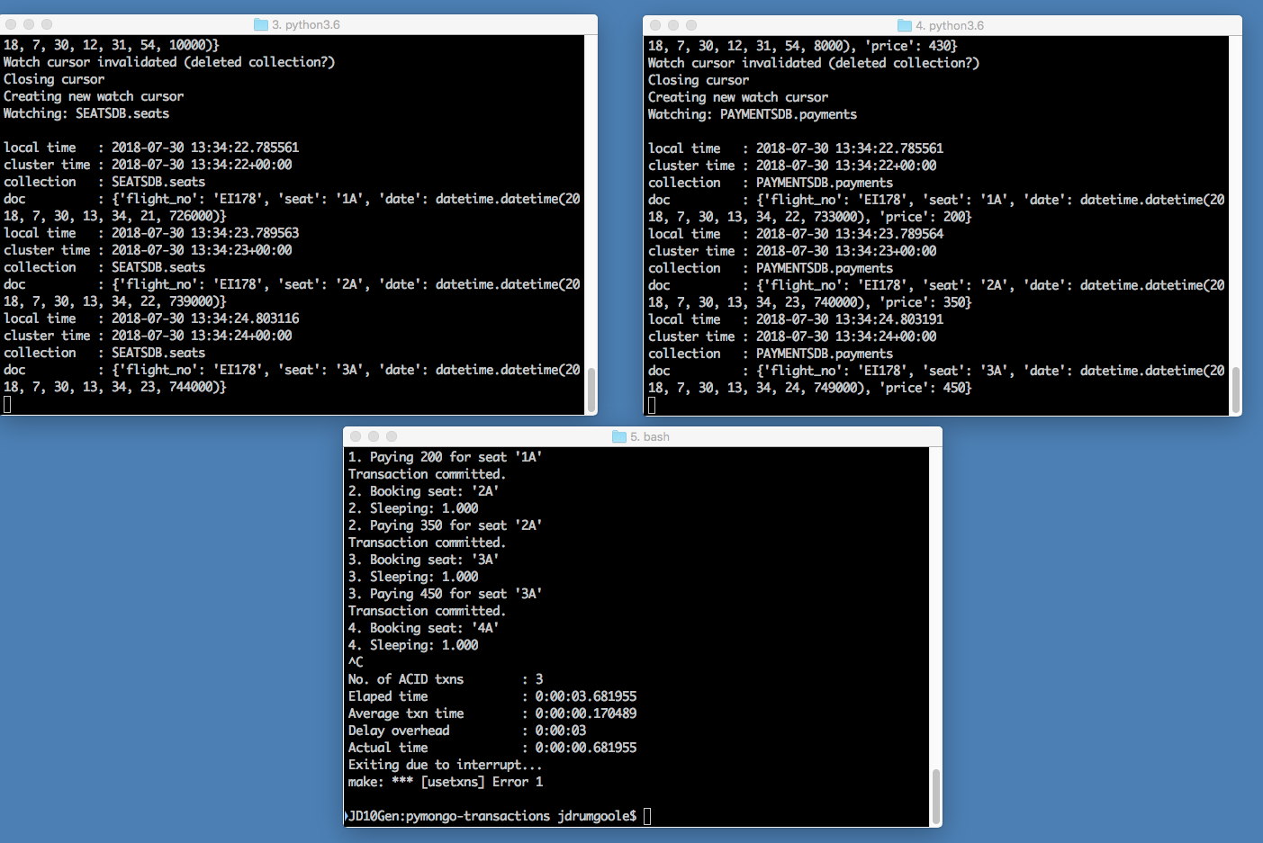 Watching inserts using transactions