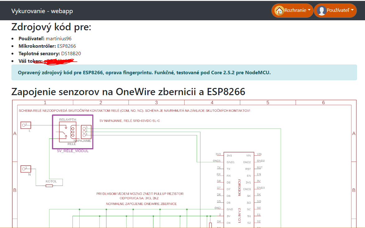 Zdrojový kód pre ESP8266 (Arduino) a schéma zapojenia