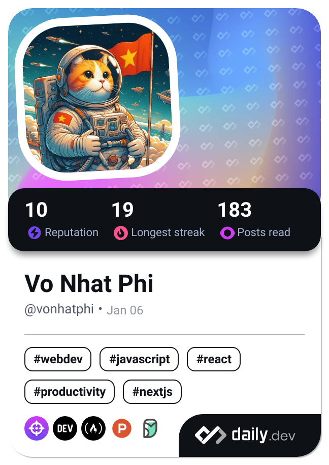 Vo Nhat Phi's Dev Card