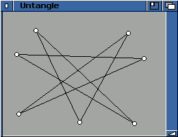 game screenshot, set of tangled lines connecting dots