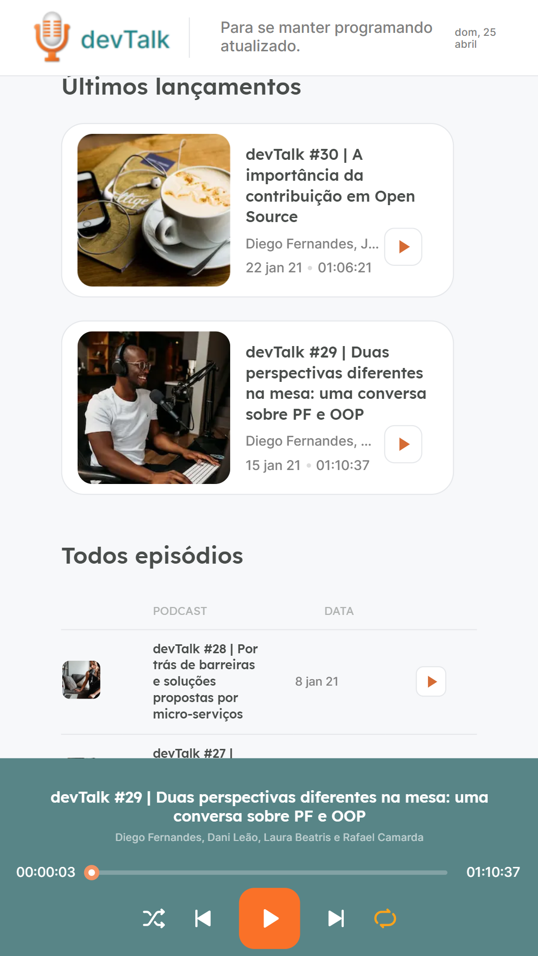 Exemplo da aplicação mobile