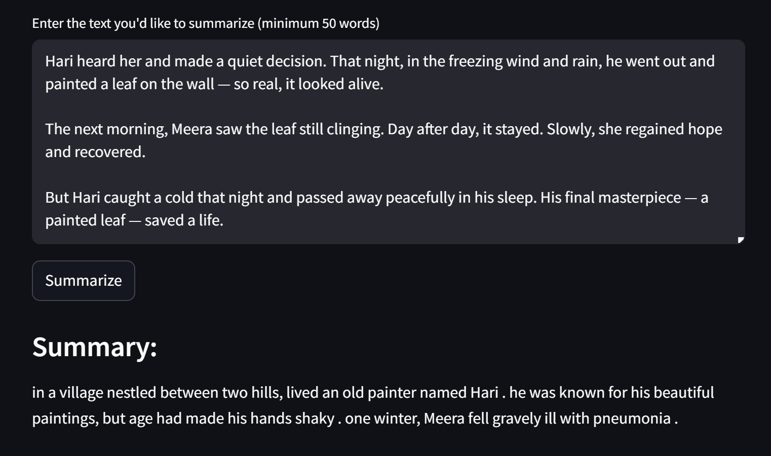 Before - t5-small Results