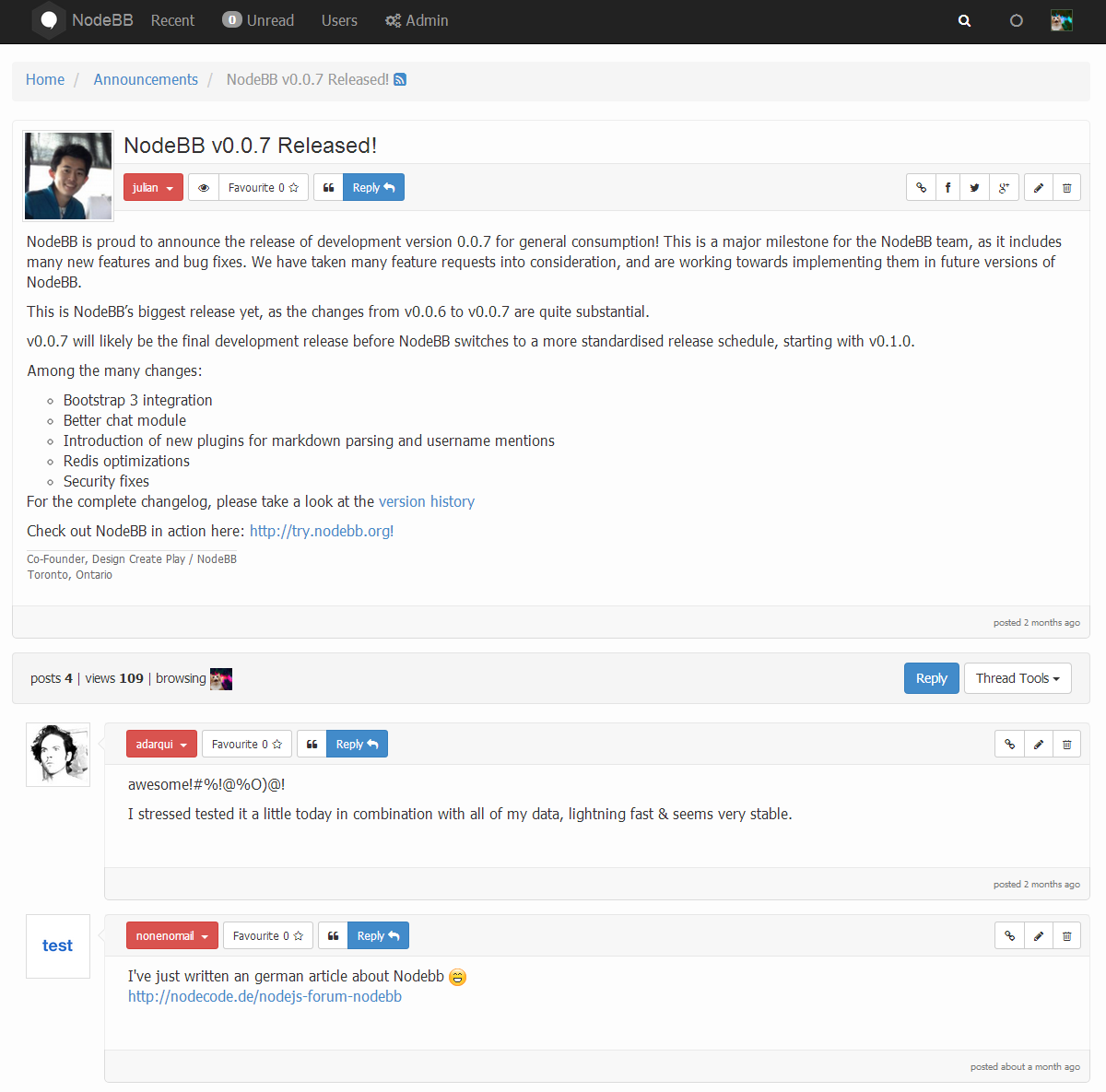 NodeBB Topic Page